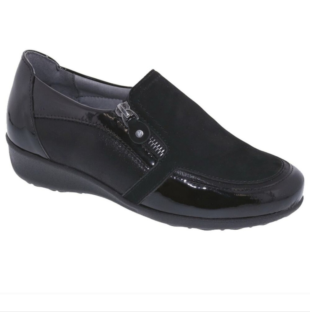 Drew Black Patent Padua Shoes Slip On Closed Toe Leather Orthopedic 10M